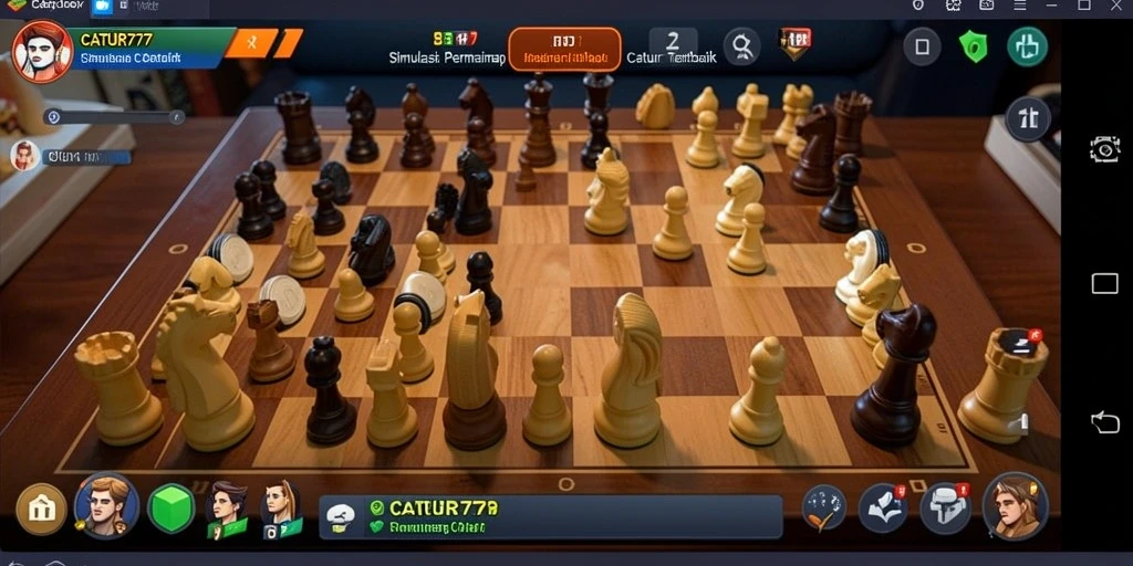 Tangkap layar gameplay dari CATUR777 yang menampilkan aksi permainan catur.