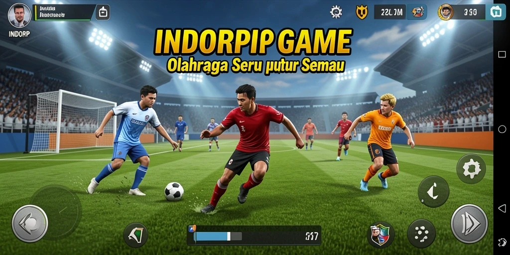Screenshot gameplay INDORP yang menunjukkan aksi olahraga seru.