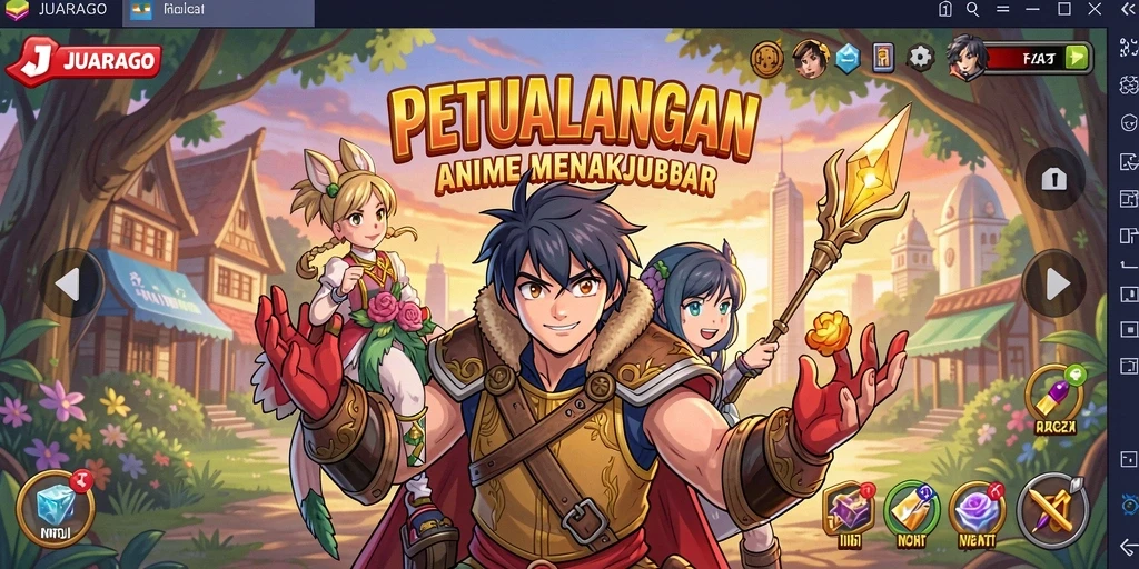 Tampilan menarik dari gameplay JUARAGO yang penuh karakter anime.