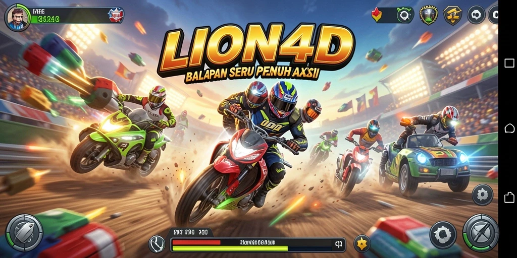 Tampilan gameplay balapan yang menegangkan di LION4D.
