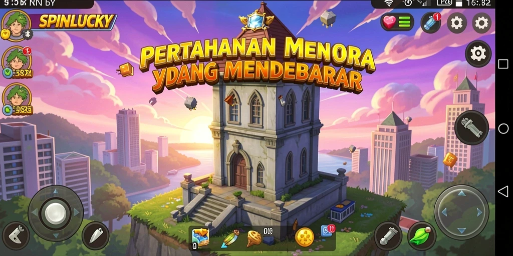 Tampilan gambar menampilkan aksi intense game Tower Defense SPINLUCKY.